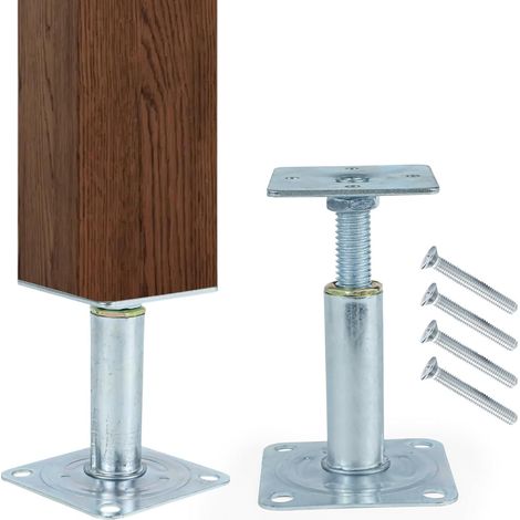 Support Poteau Bois,2 Pièces Support Poteau,Pied de Poteau Reglable 100-130mm,Acier Galvanisé épais,Pied Reglable avec Vis,Pied de Poteau pour Carport,Pergola,Clôtures,Pavillon (1/5)