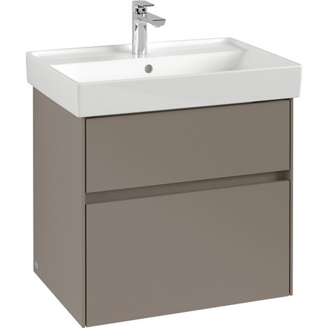 Lavabo VB US Collaro 604x546x444mm avec éclairage, 2 tiroirs coulissants, vasque avec robinetterie intégrée taupe