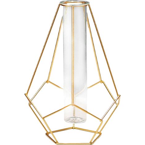 Vase en métal, support en verre, vase décoratif géométrique en verre, grand vase moderne idéal pour décorer la maison, un mariage ou un bureau. (1/5)