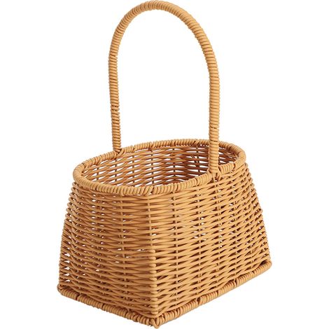 Panier tressé portable avec poignée en rotin PP, tissé à la main, pour fruits, légumes et cadeaux, 19 x 14,5 x 28,5 cm (1/5)
