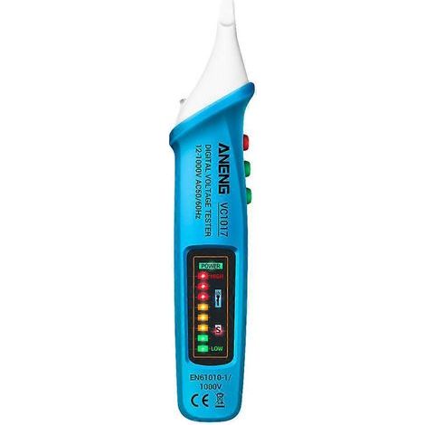 Robuster, berührungsloser Spannungsprüfer, tragbarer Spannungsprüferstift mit integrierter Taschenlampe – 17,28 x 3,8 cm – Blau (1/4)