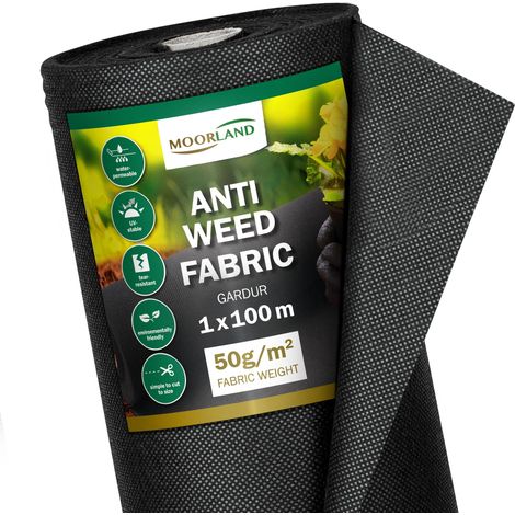 Moorland Unkrautvlies Gardur Schwarz 	100cm, 10000