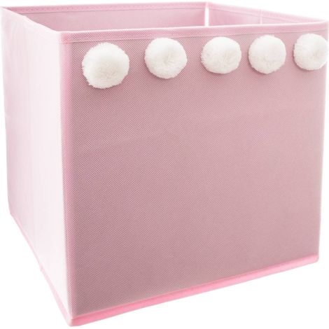 Cestino per bambini con pompons rosa 29x29cm - Atmosphera créateur d'intérieur (1/3)
