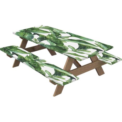 Housse de Table de Pique-Nique ajustée, Housse de Table de Pique Nique ajustée avec Housses de Banc Housses de Banc de élégantes, 3 nappes de de - Belles nappes élastiq (1/5)
