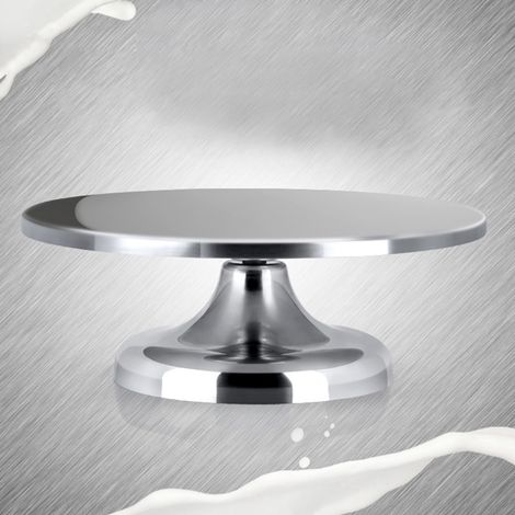 Plateau tournant en acier inoxydable de 30 cm pour la décoration de gâteaux, ustensile de cuisine DIY (1/5)