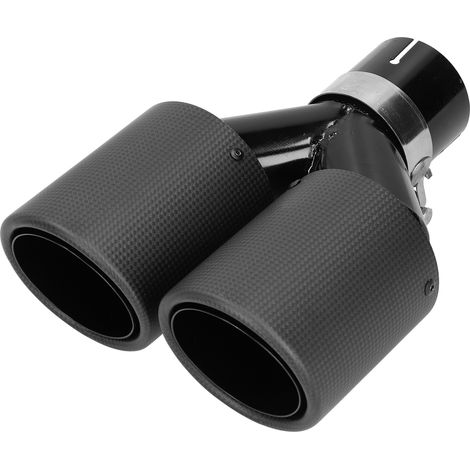 Embout d'échappement universel double Y en fibre de carbone mat et acier inoxydable avec collier de serrage (1/5)