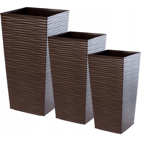 KADAX Blumentopf Set, Blumenkübel aus Kunststoff, 30+35+40 cm, Mokka