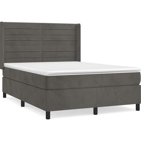 Maison Exclusive - Giroletto a Molle con Materasso Grigio Scuro 140x200 cm Velluto (1/5)