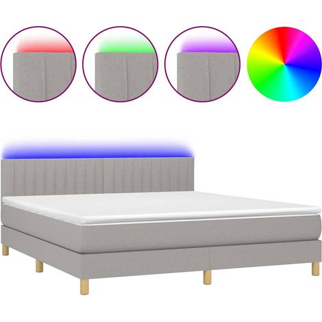 Maison Exclusive - Cama box spring con colchón tela y LED gris cl (1/5)