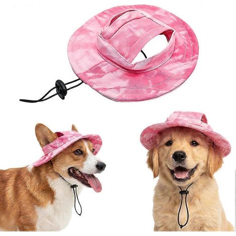 Bob pour chien casquette baseball animaux compagnie chapeau soleil coton respirant ouvertures oreilles été cordon serrage épais réglable rose moyen (1/5)