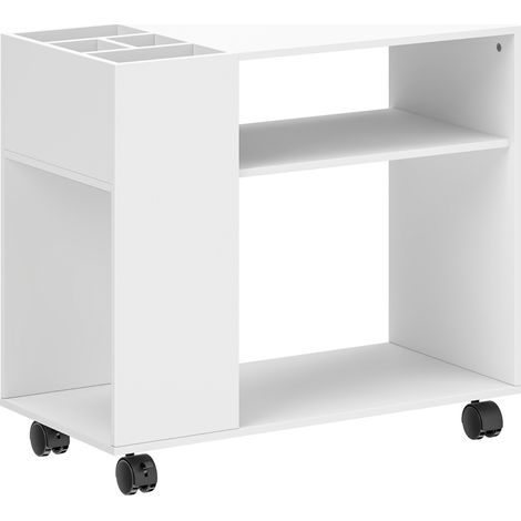 Meuble pour imprimante avec compartiment modulable blanc 70 x 34 x 60 cm (1/5)