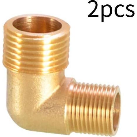 Raccords filetés en laiton- raccords de tuyauterie cannelés en laiton à 90 degrés- raccords coudés à filetage interne et externe BSP (DN15 1/2" filetage externe x 3/8" filetage externe). (1/4)
