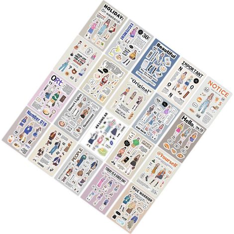 20 feuilles d'autocollants romantiques et magnifiques représentant des figures, à coller dans un agenda ou un album photo (type 2) (1/5)