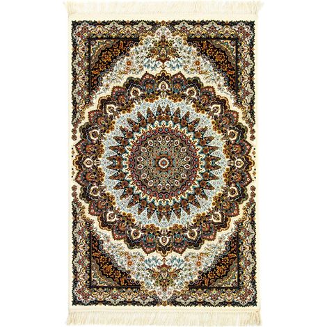Tapis persan Saman  - 150x100cm, Rectangular - 100% Acrylique - Tissé - Beige