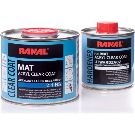 Vernis acrylique mat transparent 0,5 l + durcisseur 250 ml 2:1 RANAL
