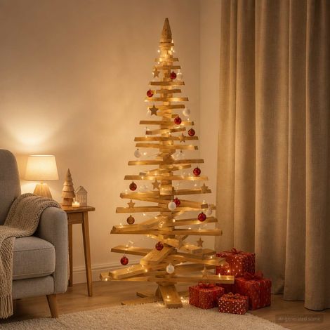 vidaXL Árbol de Navidad de madera KOTKA 180 cm Madera de Pino Maciza (1/5)