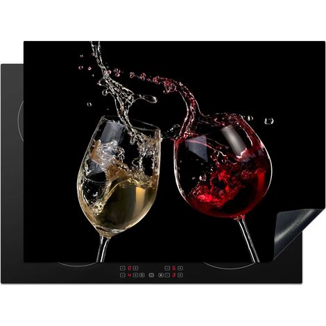 Induction Hob Protector Red Wine - White Wine - Glass - Black 71x52 cm