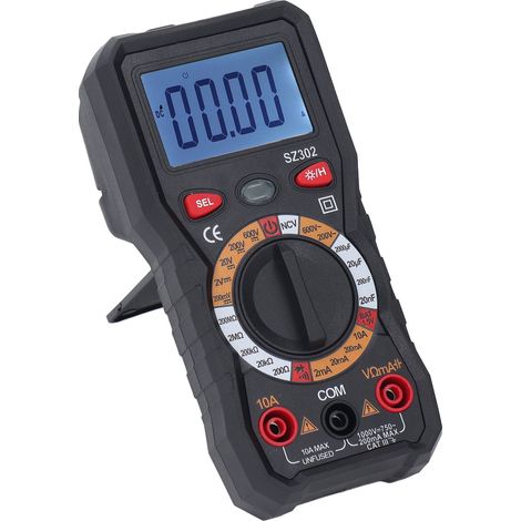 Multimètre numérique rétroéclairé haute précision avec indicateur LED automatique, voltmètre CC/CA et lampe torche, noir (1/5)
