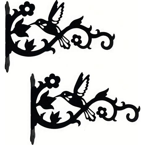 2 crochets muraux en fer forgé pour oiseaux et fleurs - support pour plantes en métal, crochets muraux (1/5)