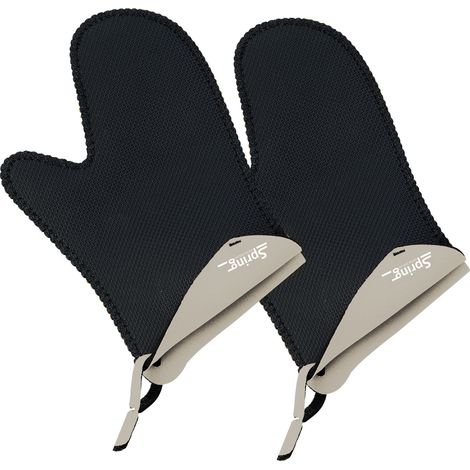 Guantes de cocina Spring Grips, 2 unidades, 23 x 15 x 3 cm, neopreno, negro y gris.