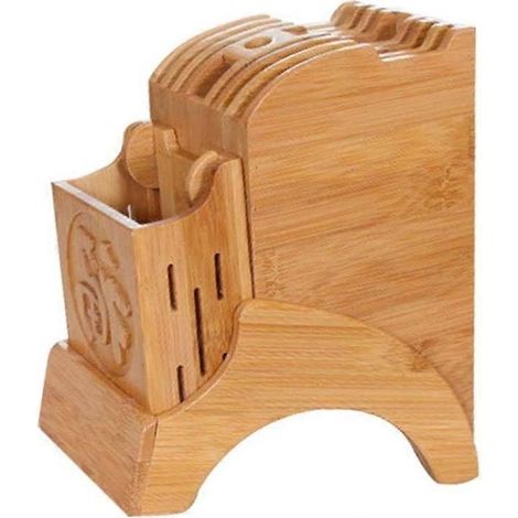Support de rangement de cuisine multifonctionnel - Bloc à couteaux de cuisine en bambou avec support pour couteaux et autres accessoires (1/3)