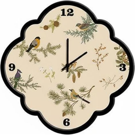 Horloge Murale Horloge Pendule Horloge Analogique Horloge Décorative avec Motif Fleur et Oiseau Mouvement à Balayage Silencieux Réduisant Le Bruit, Horloge Murale De Style B, 30x30CM (1/5)
