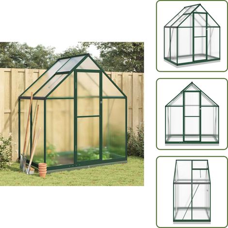 The Living Store Serre avec cadre de base vert 169x114x202 cm aluminium - Serre De Jardin - Serre Aluminium - Abri Jardin - Protection Plante - Greenhouse