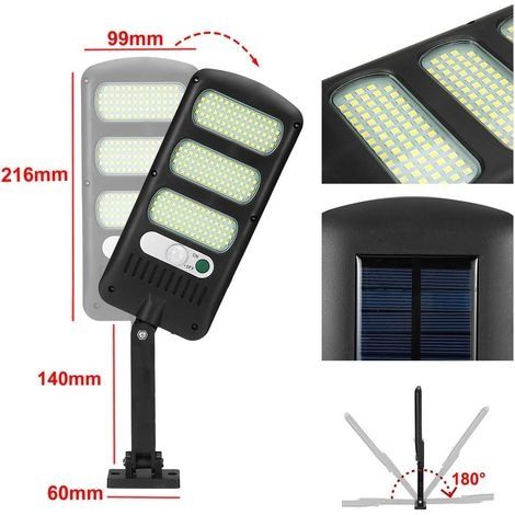 Solar-Außenleuchten, 1er-Pack 213 LED-Außenbeleuchtung mit Bewegungsmelder, wasserdicht, 180° verstellbare Solarleuchten für Außenwände, Garten, Straße, Veranda (1/4)