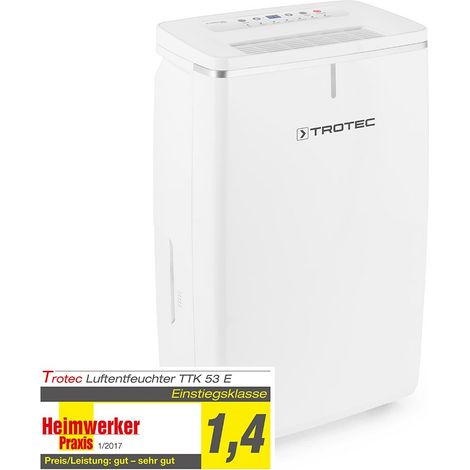 TROTEC Deumidificatore elettrico TTK 53 E – potenza 16 L/giorno – superficie 31 m² / 78 m³ – con spegnimento automatico – per appartamenti e camere da letto (1/6)