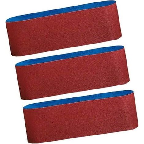 Bosch – Lot de 3 bandes abrasives 400 x 60 mm – Grains 220/400 pour ponçage bois – Support tissu en X – Collage résine synthétique (1/8)