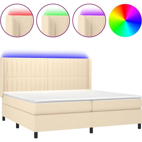 Maison Exclusive - Boxspringbett mit Matratze & LED Creme 200x200