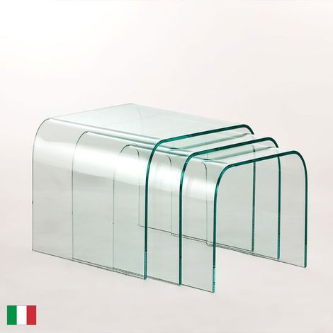 Tavolino da caffè in Vetro Curvato Trasparente L 48 Made in Italy - Tris