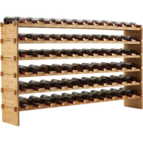 Cave à vin, Design modulaire, Construction en bambou durable, 6 Niveaux 72 Bouteilles (1/2)