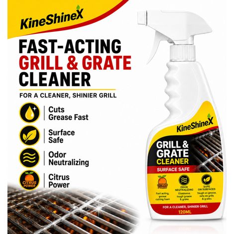 KineShineX Grillrostreiniger 120 ml – Sicher und effektiv zur Entfernung von Fett und eingebrannten Flecken in Grillküchen (1/5)