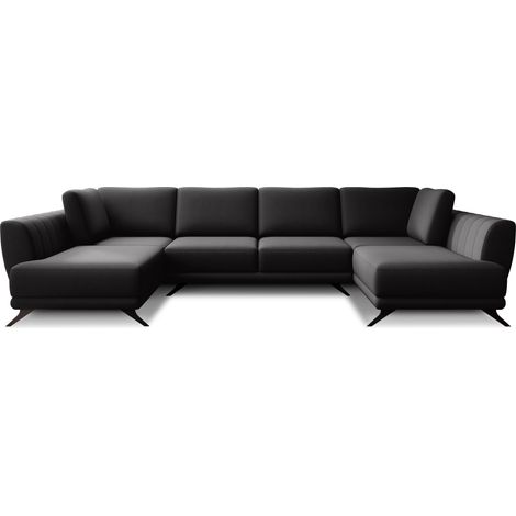 Canapé panoramique LARGOS – Tissu-Noir (1/5)