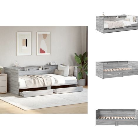 Tagesbett mit Schubladen ohne Matratze Grau Sonoma 100x200 cm - Tagesbett - Sofa Bett - Schlafsofa - Gästebett - Doppelbett (1/5)
