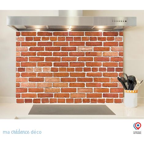Fond de hotte : Mur briques rouges - Alu composite - 60 cm - 45 cm (1/5)