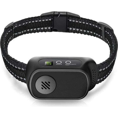 Collier Anti-aboiements Automatique Rechargeable pour Chiens,5 Niveaux de Sensibilité Réglables, Modes Vibration, Choc Statique et Son, Adapté Aux Chiens de Petits,Taille Moyenne,Grande (1/4)