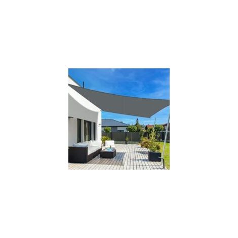 Rechteckiges, wasserdichtes Sonnensegel aus PES (3 x 4 m), anthrazitfarben, mit 95 % UV-Schutz, für Terrasse und Garten – Crezuo