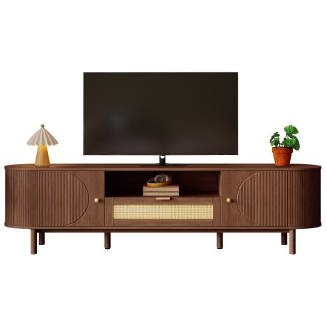 Ce buffet moderne — Équipé de tiroirs, d'étagères et de pieds en métal effet bois. (1/5)