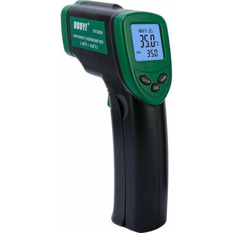 Pistolet de température Thermomètre infrarouge pour la cuisson, pistolet thermomètre laser numérique pour four à pizza et reptiles avec rétroéclairage, -50 330 ℃, émissivité réglable, Vert, 1 (1/5)