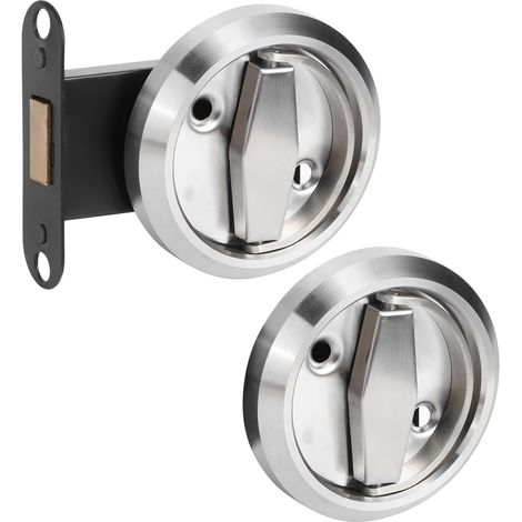 Serrure double face pour salle de bain, acier inoxydable 304, poignée de tirage ronde, porte dissimulée, poignée de surface pour borne d'incendie, porte de passage, accessoire de verrouillage bidirect (1/5)