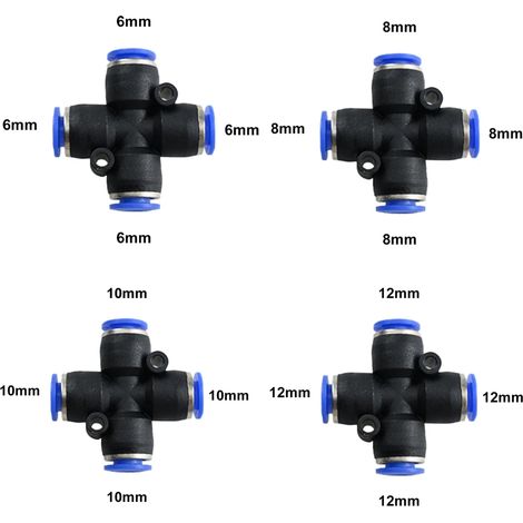 (10 pièces - 8 mm) 10 raccords rapides pneumatiques à emboîter pour système d'arrosage de jardin, brumisateur, tuyau d'irrigation, 6 mm, 8 mm, 10 mm, 12 mm (1/5)