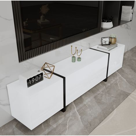 mobile tv 170 cm contenitore moderno lucido bianco nero OKMYHOME (1/5)