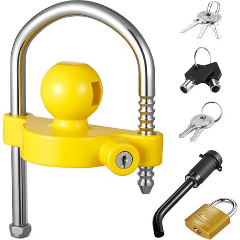 Antivol pour attelage de remorque, compatible avec coupleurs 46mm 50.8mm 58.7mm, robuste et réglable pour camping-cars et bateaux. (1/5)
