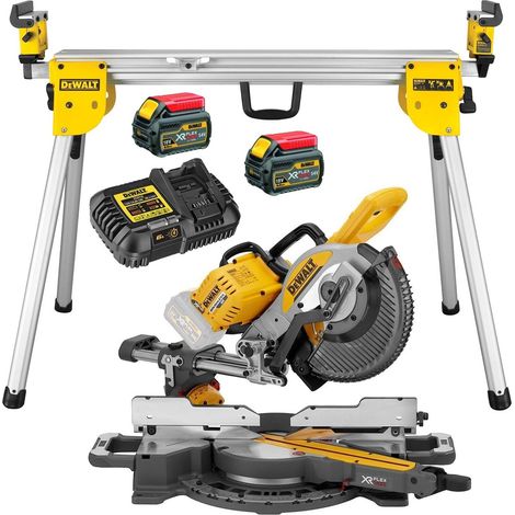 Dewalt DCS727T2 XR 2 X 54v Flexvolt Cordless 250mm Mitre Saw + DE7033 Leg Stand (1/5)