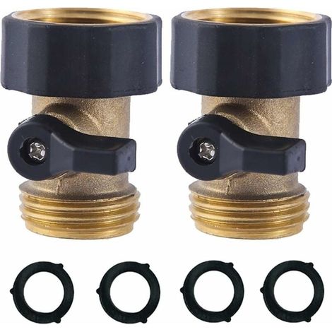 2 vannes d'arrêt, clapet anti-retour, laiton massif, filetage 3/4" GHT, pour tuyau d'arrosage et nettoyeur haute pression (1/5)