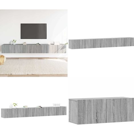 3-tlg. TV-Schrank-Set Grau Sonoma Holzwerkstoff - TV-Schrank - Holzwerkstoff Möbel - Grauer TV-Stand - Wandmontierte TV-Regale - Wohnzimmer Dekoration - Home & Living (1/5)