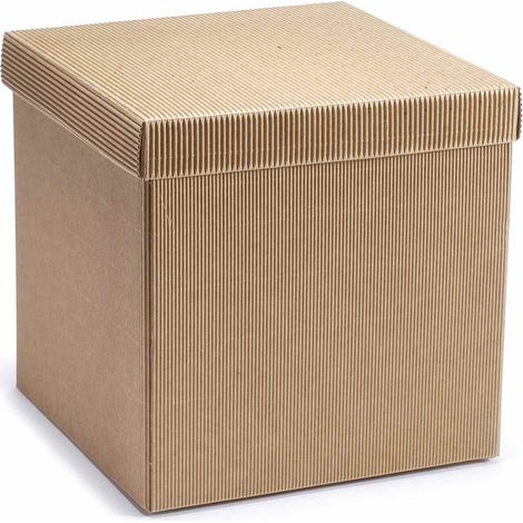Scatole regalo con coperchio naturale rustica, set da 8 pezzi, cm 24 x 24 x 24 H