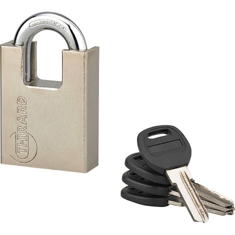 Lucchetto QUADRA 50 mm, arco protetto, 4 chiavi reversibili – THIRARD (1/4)